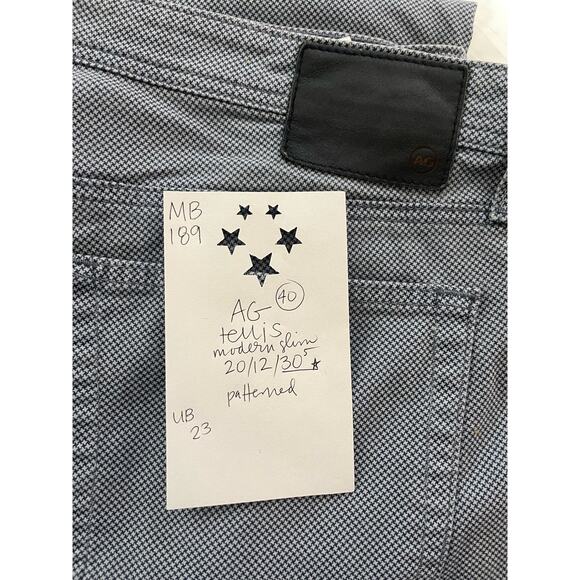 AG Adriano Goldschmeid Pants Men's 40 Tellis Modern Slim Micro-Houndstooth Print - Picture 3 of 8